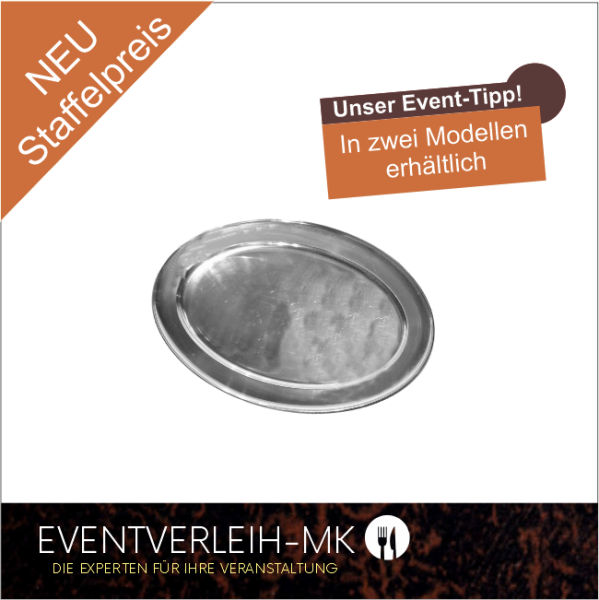 Edelstahlplatte 29,5 x 45cm - Oval*